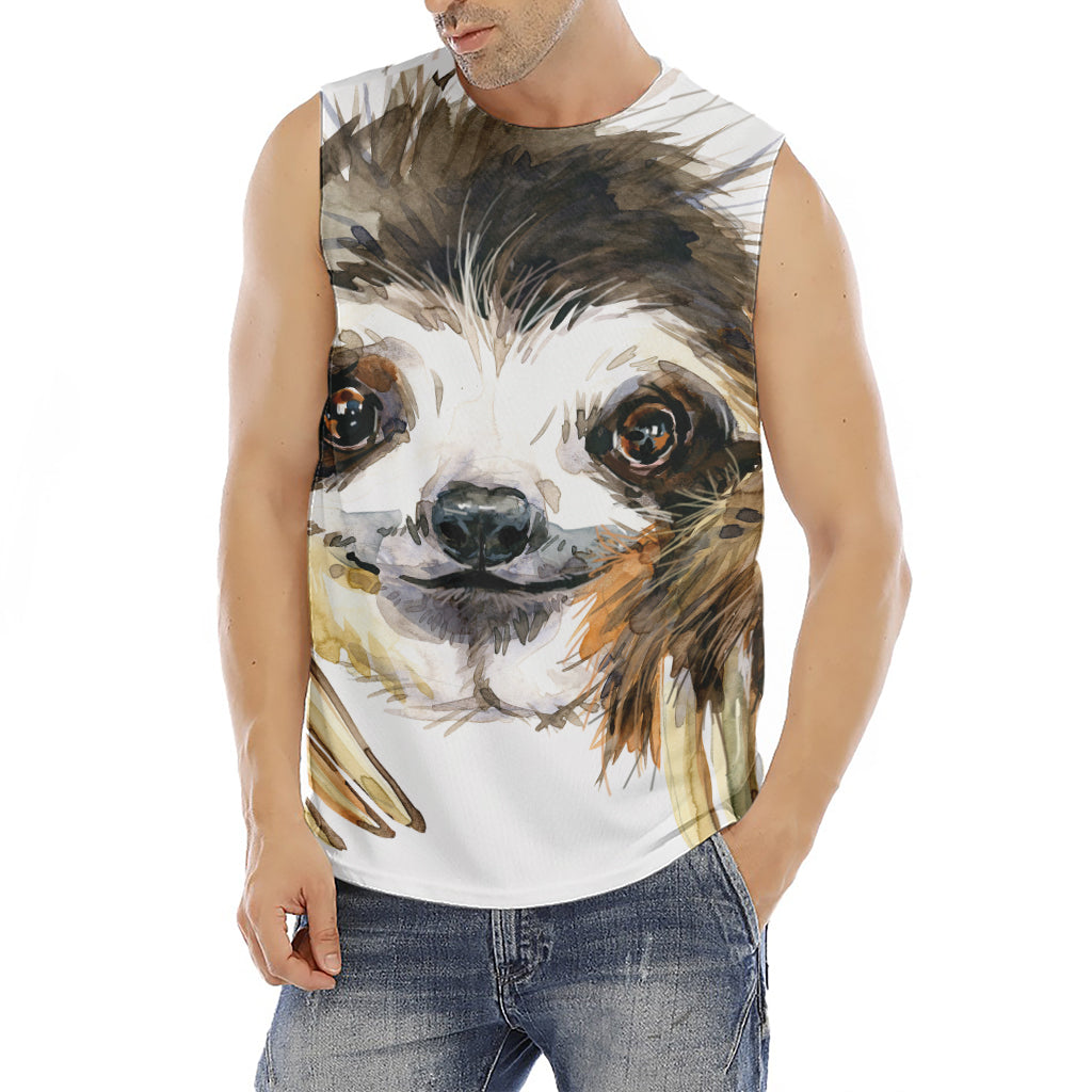 Watercolor Sloth Print Men's Fitness Tank Top