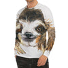 Watercolor Sloth Print Men's Long Sleeve Rash Guard