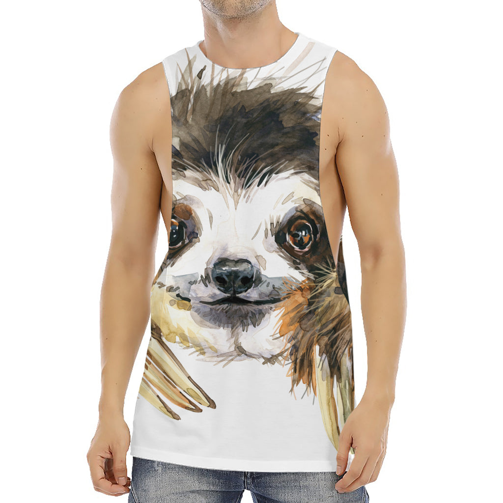 Watercolor Sloth Print Men's Muscle Tank Top