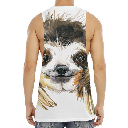Watercolor Sloth Print Men's Muscle Tank Top