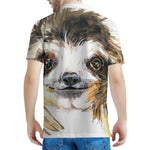 Watercolor Sloth Print Men's Polo Shirt