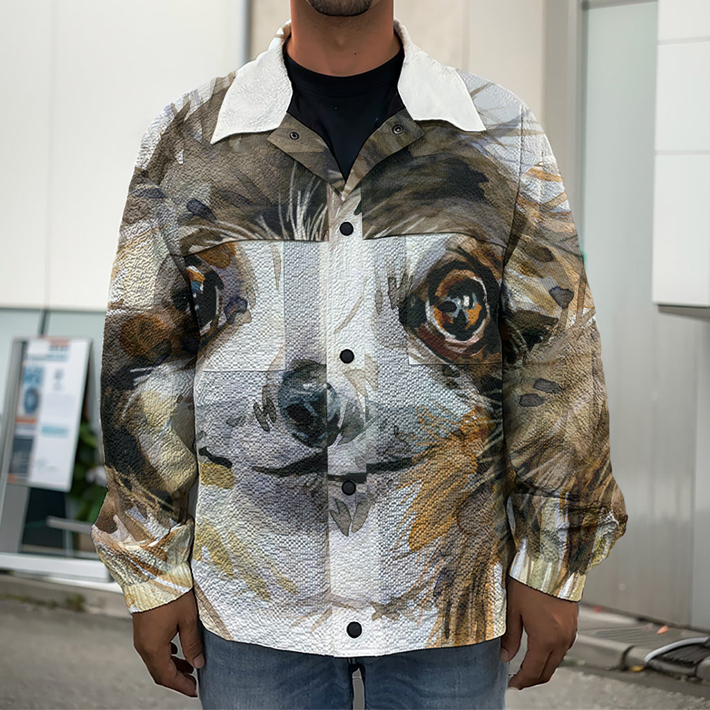 Watercolor Sloth Print Men's Shirt Jacket