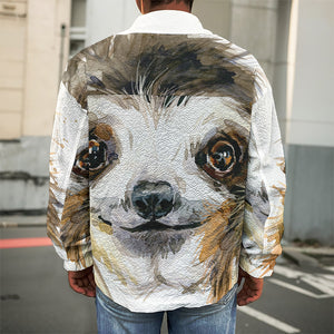 Watercolor Sloth Print Men's Shirt Jacket