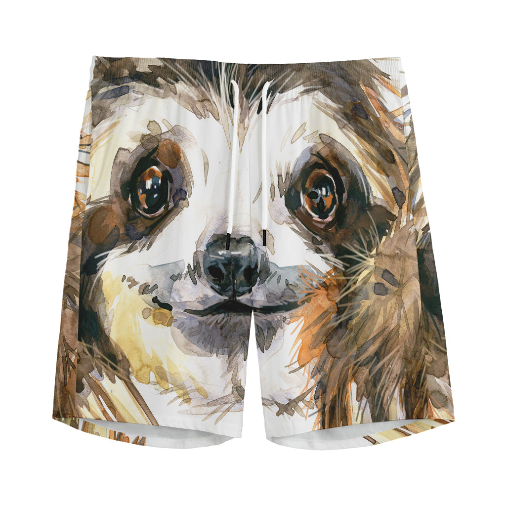 Watercolor Sloth Print Men's Sports Shorts