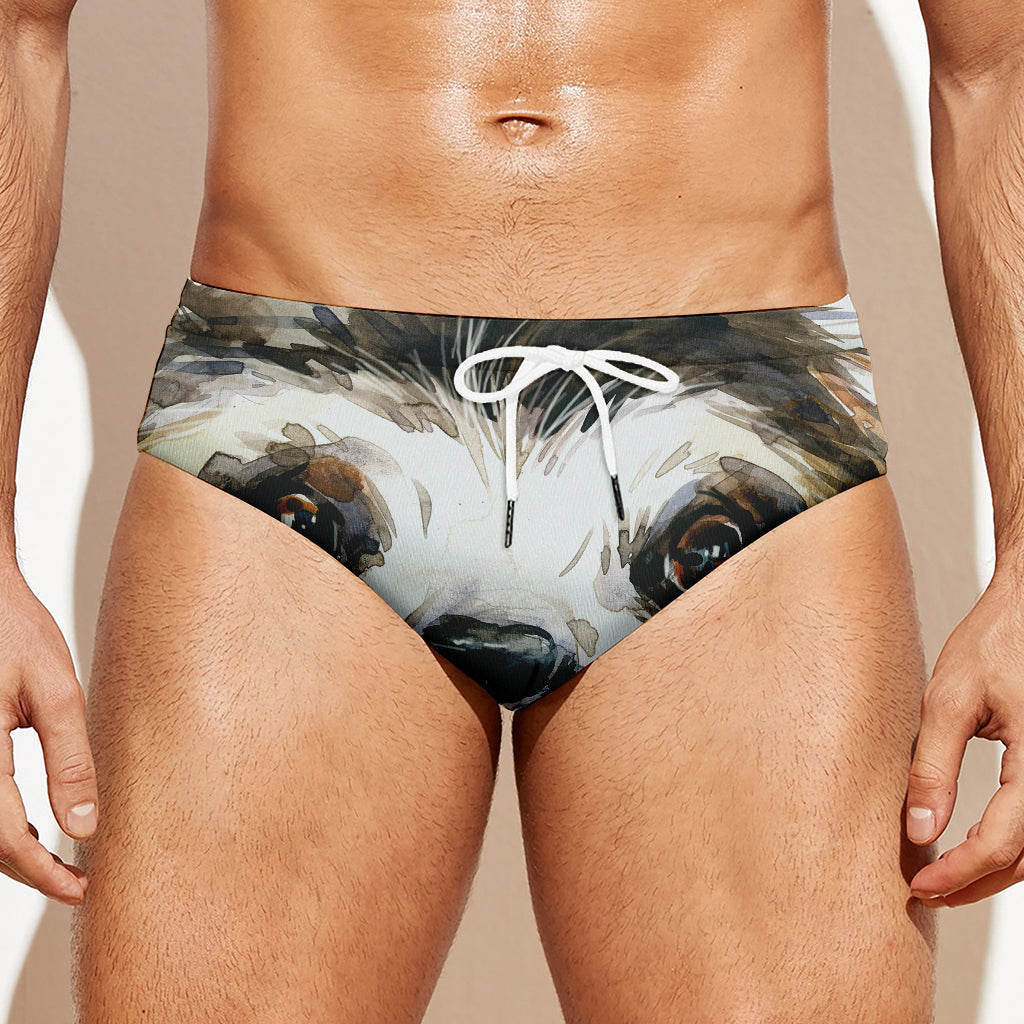 Watercolor Sloth Print Men's Swim Briefs