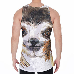 Watercolor Sloth Print Men's Velvet Tank Top