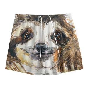 Watercolor Sloth Print Mesh Shorts