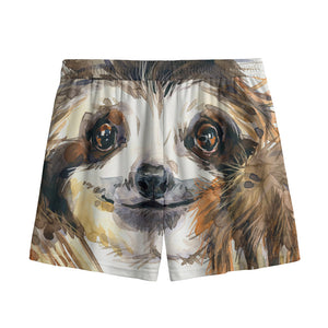 Watercolor Sloth Print Mesh Shorts