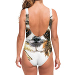 Watercolor Sloth Print One Piece Swimsuit