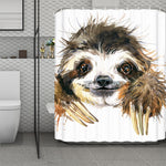 Watercolor Sloth Print Polyester Shower Curtain