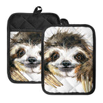Watercolor Sloth Print Pot Holders With Pocket