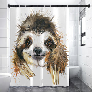 Watercolor Sloth Print Premium Shower Curtain