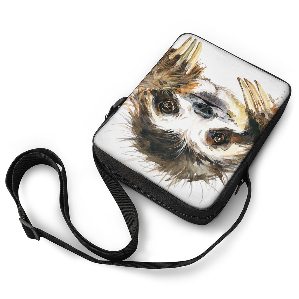 Watercolor Sloth Print Rectangular Crossbody Bag