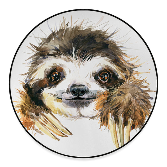 Watercolor Sloth Print Round Floor Mat