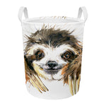 Watercolor Sloth Print Round Laundry Basket