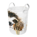 Watercolor Sloth Print Round Laundry Basket