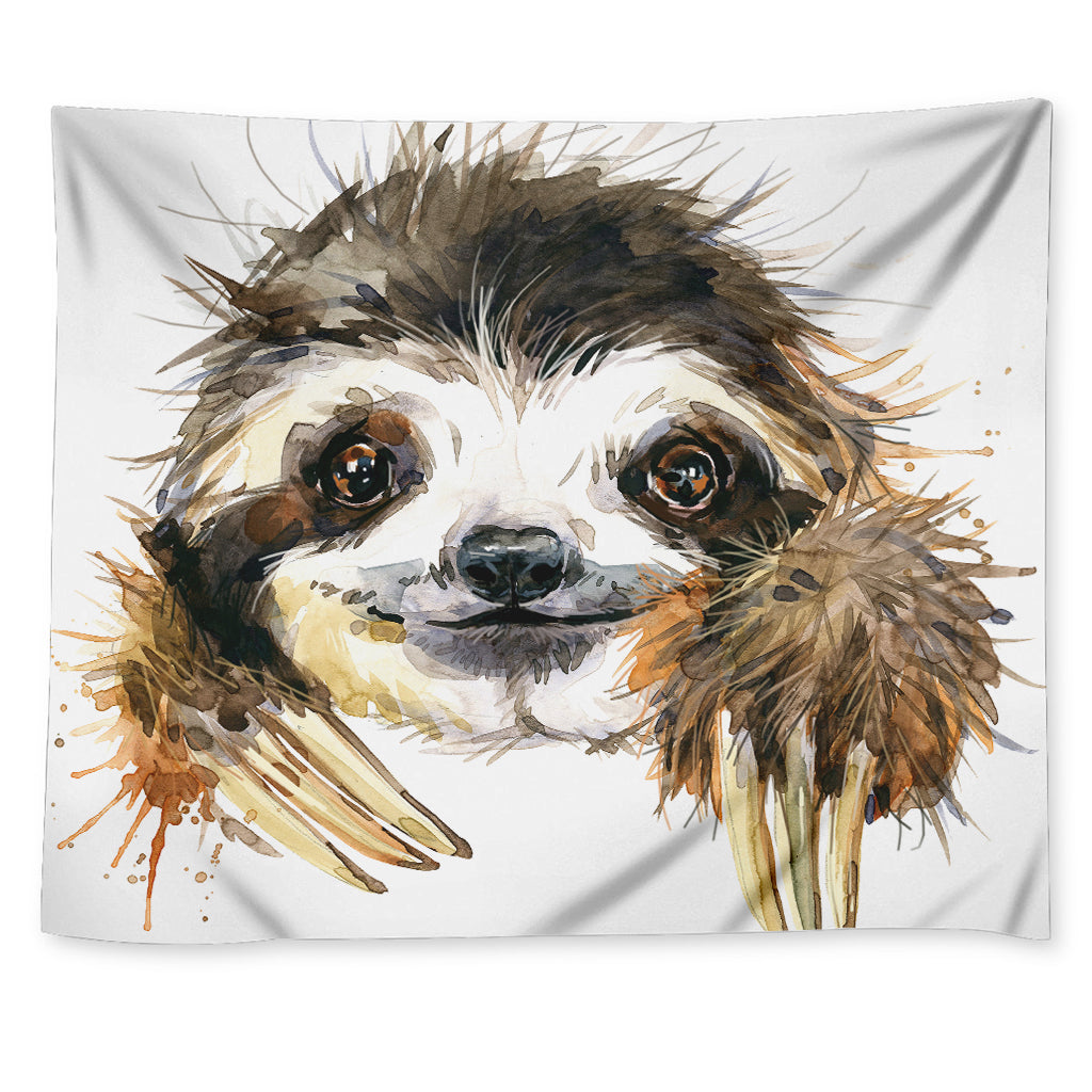 Watercolor Sloth Print Tapestry