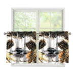 Watercolor Sloth Print Tier Curtains