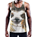 Watercolor Sloth Print Men's Workout Tank Top