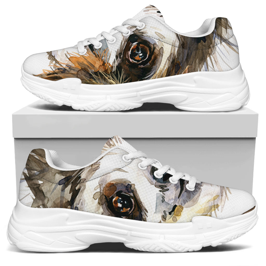 Watercolor Sloth Print White Chunky Shoes