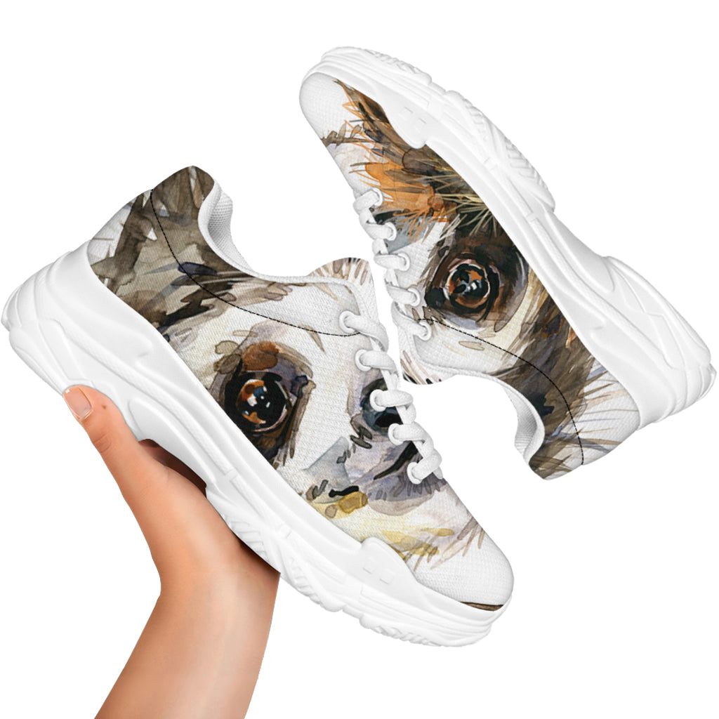 Watercolor Sloth Print White Chunky Shoes