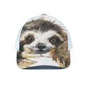 Watercolor Sloth Print White Mesh Trucker Hat