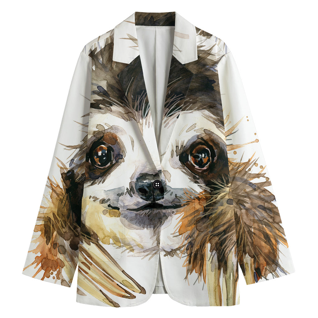 Watercolor Sloth Print Women's Blazer