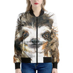 Watercolor Sloth Print Women's Bomber Jacket