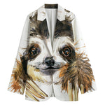 Watercolor Sloth Print Women's Cotton Blazer