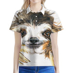 Watercolor Sloth Print Women's Polo Shirt