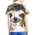 Watercolor Sloth Print Women's Polo Shirt