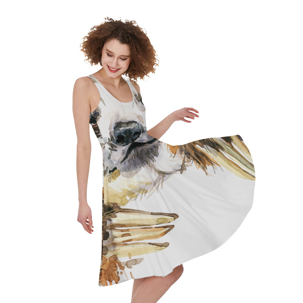 Watercolor Sloth Print Women's Sleeveless Dress