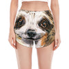 Watercolor Sloth Print Women's Split Running Shorts