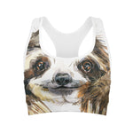 Watercolor Sloth Print Women's Sports Bra