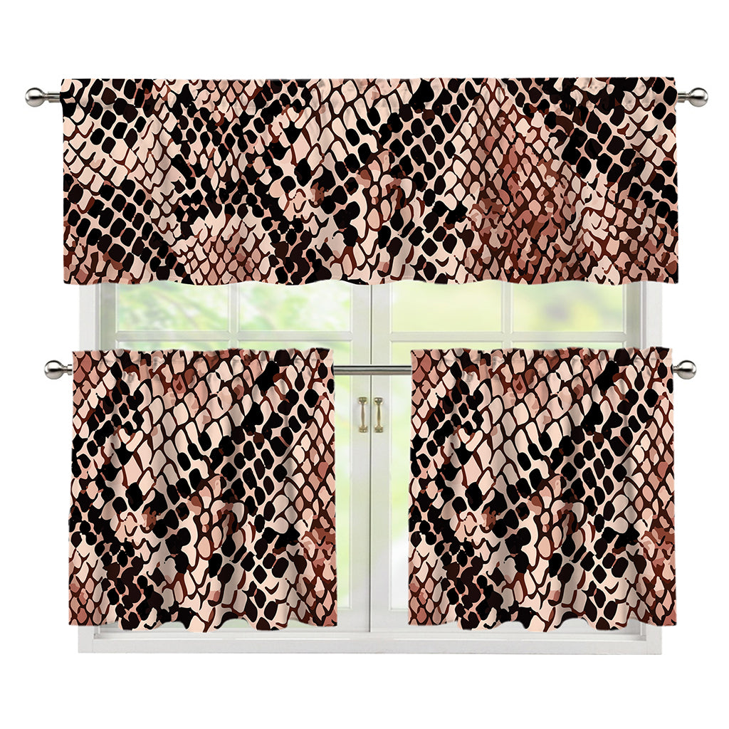 Watercolor Snakeskin Print 3 Piece Kitchen Curtains