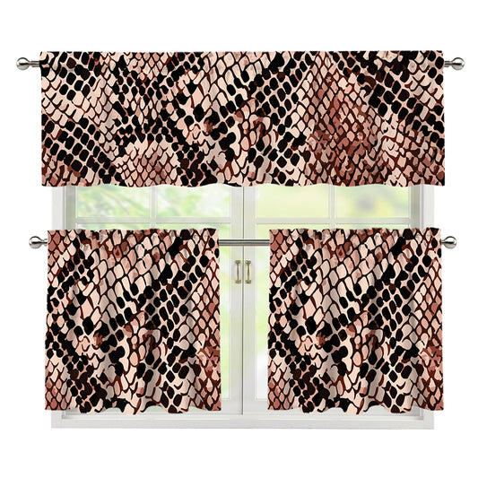 Watercolor Snakeskin Print 3 Piece Kitchen Curtains