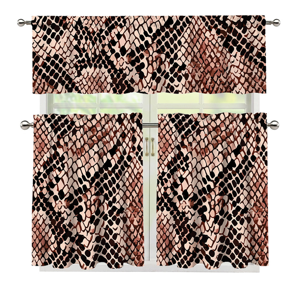 Watercolor Snakeskin Print 3 Piece Kitchen Curtains