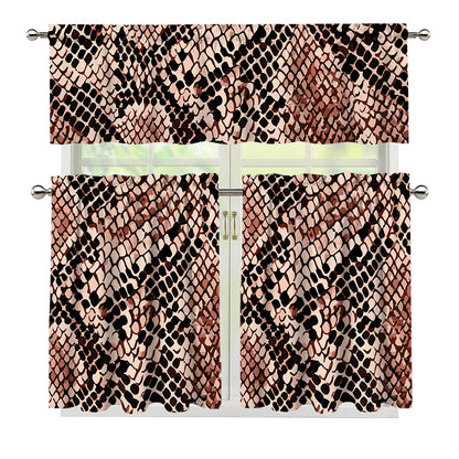 Watercolor Snakeskin Print 3 Piece Kitchen Curtains