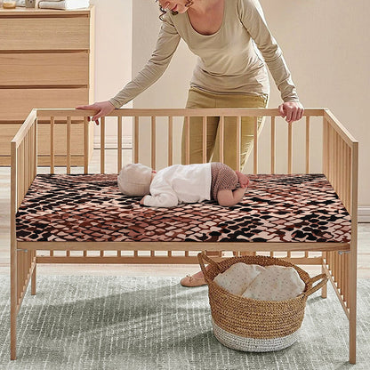 Watercolor Snakeskin Print Baby Crib Sheet