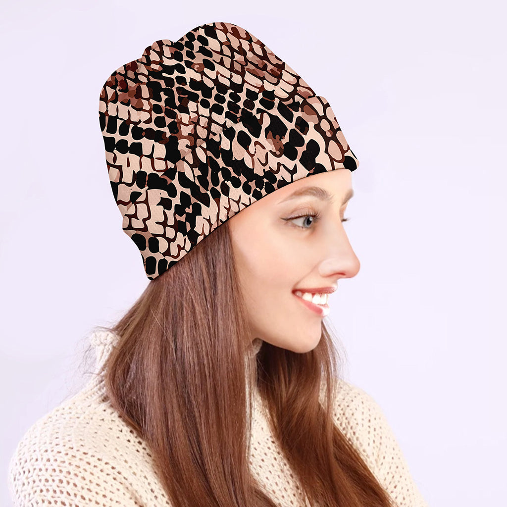 Watercolor Snakeskin Print Beanie