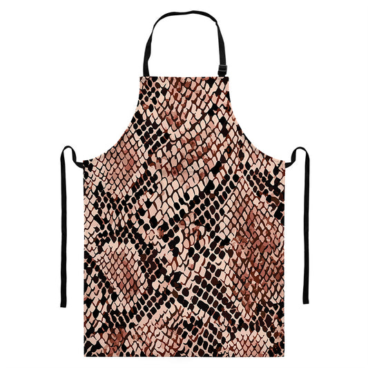 Watercolor Snakeskin Print Bib Apron With Pocket
