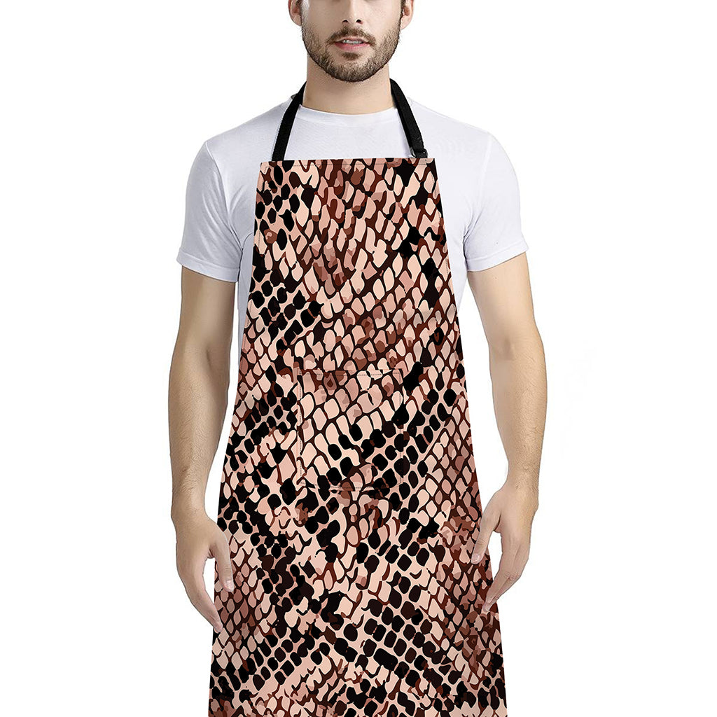 Watercolor Snakeskin Print Bib Apron With Pocket