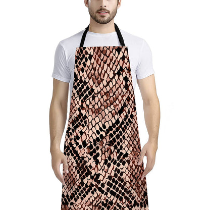 Watercolor Snakeskin Print Bib Apron With Pocket