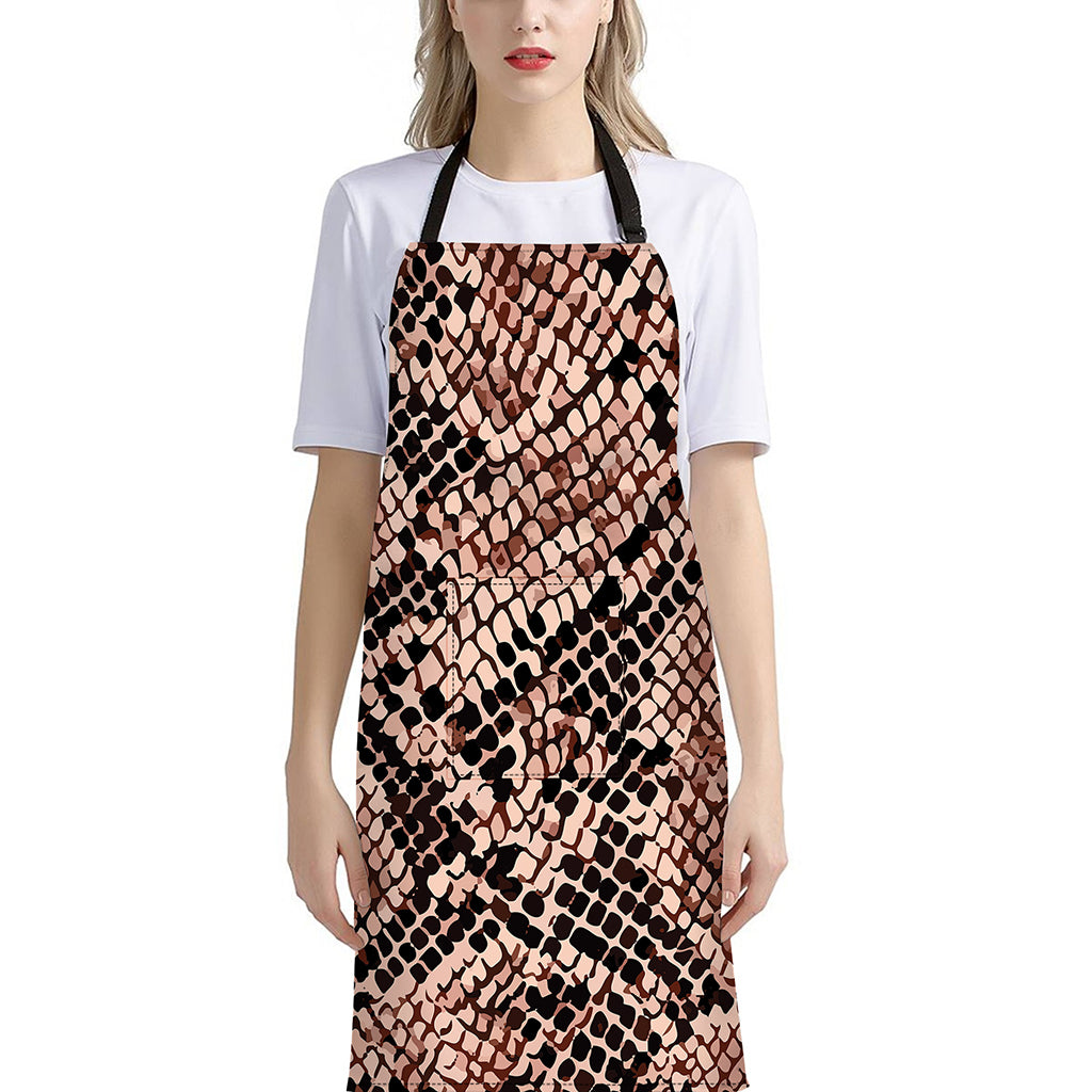 Watercolor Snakeskin Print Bib Apron With Pocket