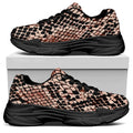 Watercolor Snakeskin Print Black Chunky Shoes