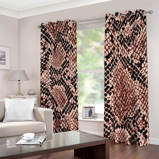 Watercolor Snakeskin Print Blackout Grommet Curtains