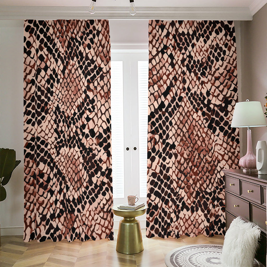 Watercolor Snakeskin Print Blackout Pencil Pleat Curtains