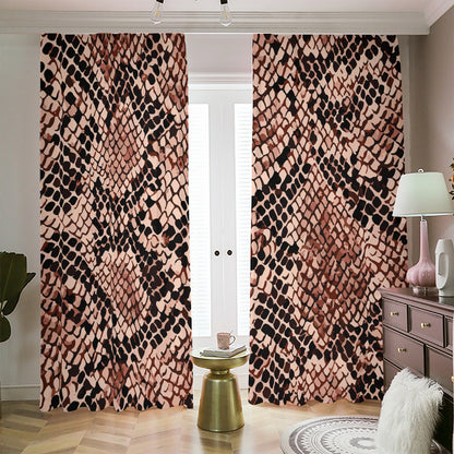 Watercolor Snakeskin Print Blackout Pencil Pleat Curtains