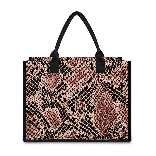 Watercolor Snakeskin Print Canvas Tote Bag