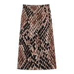 Watercolor Snakeskin Print Cotton Front Slit Maxi Skirt